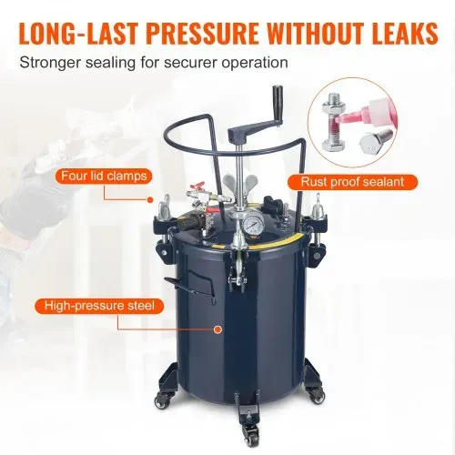 VEVOR Druckbehälter Farbbehälter Sprühfarbe Drucktopf 30 L Drucktank, 70 psi Lackierpistole Farbbehälter Φ 80 x 42,5 cm Spray Paint Pressure Pot Tank Paint Container Farbspritzpistolen Lacken, Flecken – Bild 5