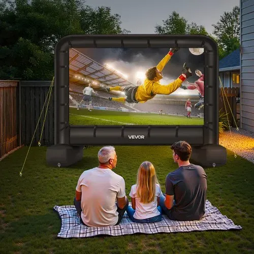 VEVOR aufblasbare Filmleinwand Projektion Beamer Leinwand aus 600D, Projektionsleinwand mit tragbarer Aufbewahrungstasche, 16:9, Filmprojektion für Heimkino Mottoparty Poolspaß (328 x 130 x 251 cm) – Bild 7