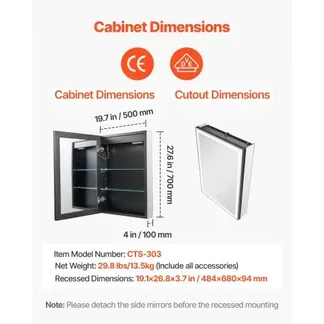 VEVOR beleuchteter Medizinschrank mit Spiegel (50 x 70 cm), Einbau- oder Wandmontage, 3-farbig dimmbarer LED-Badezimmerschrank mit Bodenbeleuchtung, verstellbarer Regalaufbewahrung VEVOR beleuchteter Medizinschrank mit Spiegel (50 x 70 cm), Einbau- oder Wandmontage, 3-farbig dimmbarer LED-Badezimmerschrank mit Bodenbeleuchtung, verstellbarer Regalaufbewahrung