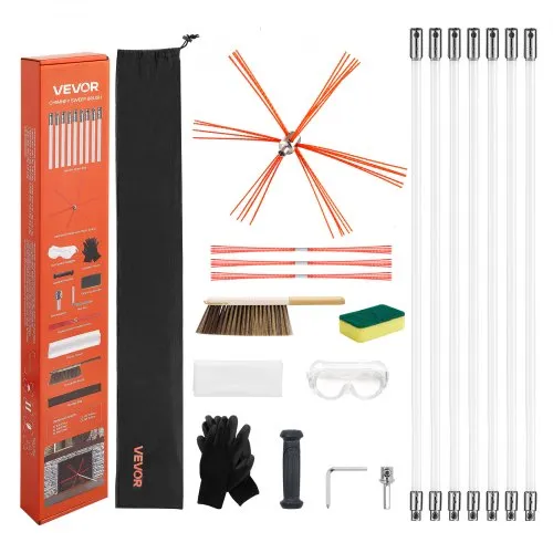 VEVOR Ofenrohrbürste-Set, 7 m max. Länge, Schornsteinbürsten, Schornsteinfeger-Satz, Kaminbürste, um 90° biegbares Kaminreinigungswerkzeug, für quadratische & rechteckige Schornsteine VEVOR Ofenrohrbürste-Set, 7 m max. Länge, Schornsteinbürsten, Schornsteinfeger-Satz, Kaminbürste, um 90° biegbares Kaminreinigungswerkzeug, für quadratische & rechteckige Schornsteine