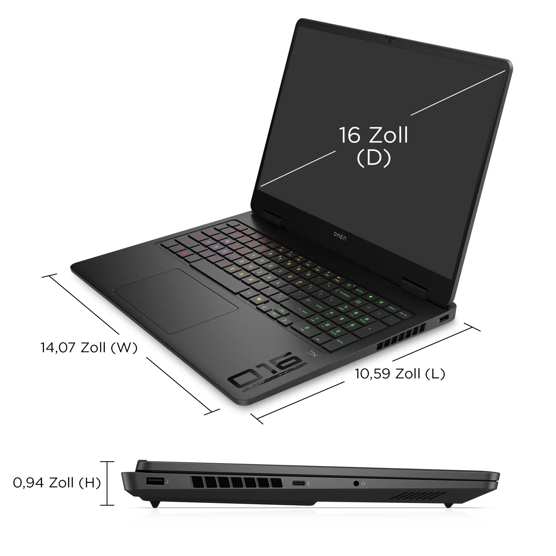 HP OMEN Gaming 16-am0277ng Intel Core Ultra 7 255H Laptop 40,6 cm (16") 2K 24 GB DDR5-SDRAM 1 TB SSD NVIDIA GeForce RTX 5070 Wi-Fi 6 (802.11ax) FreeDOS AI PC Schwarz – Bild 6