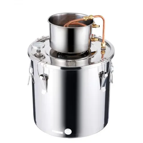 VEVOR Alkoholdestillieranlage 30 L Edelstahl Wasseralkohol Destillieranlage mit Kupferspule, Heimbrau-Raffinations-Gärungsset mit Thermometer und Pumpe, für Wein Whisky Brandy, Silber – Bild 10
