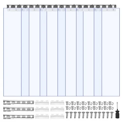 VEVOR Streifenvorhang, 213,4 cm Höhe x 96,5 cm Breite, 0,2 cm Dicke, 6 Stück transparenter PVC-Streifen-Türvorhang, Gefrierschrankvorhang, Kunststoff-Türstreifen für begehbare Gefrierschränke, Kühlschränke und Lagertüren, mit 50 % Überlappung VEVOR Streifenvorhang, 213,4 cm Höhe x 96,5 cm Breite, 0,2 cm Dicke, 6 Stück transparenter PVC-Streifen-Türvorhang, Gefrierschrankvorhang, Kunststoff-Türstreifen für begehbare Gefrierschränke, Kühlschränke und Lagertüren, mit 50 % Überlappung