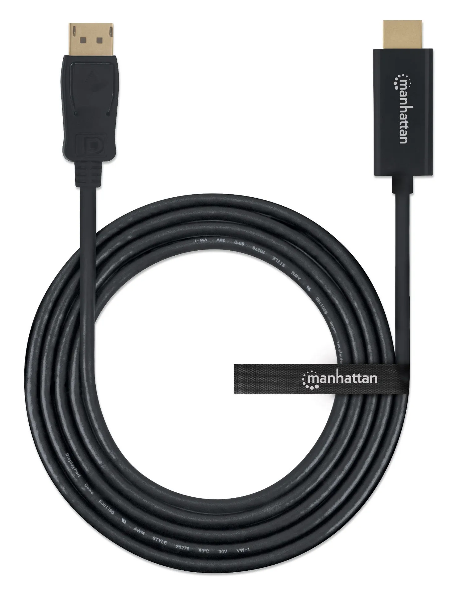 Manhattan 1080p DisplayPort auf HDMI-Kabel, DisplayPort-Stecker auf HDMI-Stecker, 1,8 m, schwarz – Bild 5