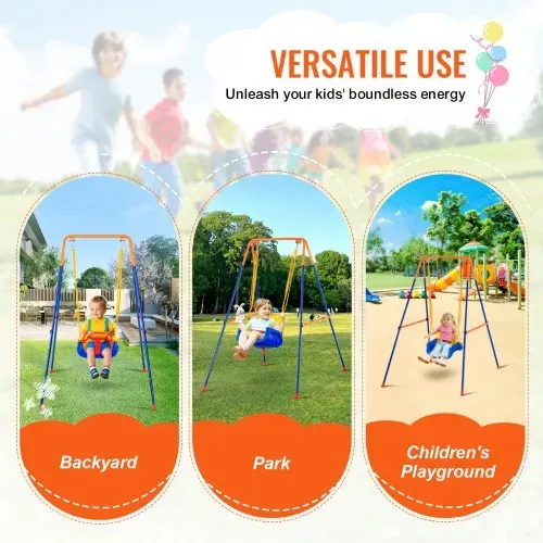 VEVOR Schaukel-Sets für den Garten, 3-in-1-Schaukel-Set für Kleinkinder mit 4 Sandsäcken, faltbarem Metallständer, einfach aufzubauen, Schaukel-Set für drinnen und draußen für Kinder von 3–6 Jahren, Jugendliche von 6–10 Jahren und Teenager ab 10 Jahren – Bild 5