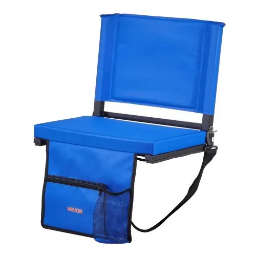 VEVOR Stadionsitz klappbarer Tribünenstuhl mit Rückenlehne, gepolsterter Tribünensitz mit Schultergurt & Getränkehalter & Haken & Seitentasche, Stadionstuhl (431,8 mm breit) Blau 2 Stk. – Bild 10