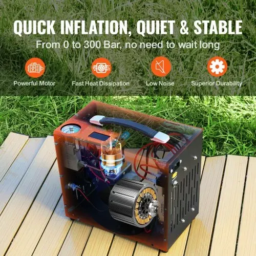VEVOR PCP Kompressor 30Mpa/4500PSI Luftkompressor 0,5L Tragbarer PCP DC12V & AC120V Kompressor 25min Einschaltdauer Luftpump 600-W-Hochleistungskonverter Hochdruckpumpe Airgun Gewehr – Bild 2