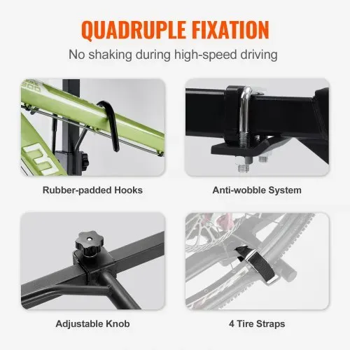VEVOR Fahrradträger zur Anhängerkupplung, 2-Fahrrad-Plattform-Stil, 36 kg Kapazität, Fahrradträger-Kupplung für 31,75 / 50,8 mm Empfänger, Zusammenklappbarer Fahrradträger für Auto, SUV, Lkw usw. – Bild 2