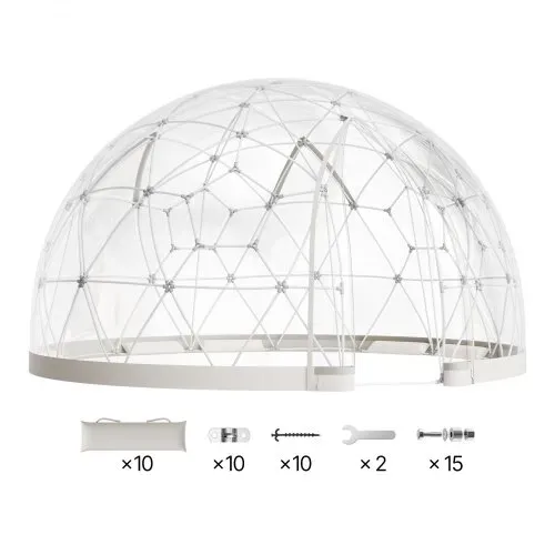 VEVOR Gartenkuppel, 4,57x2,9 m großes transparentes Blasenzelt für 10–14 Personen, geodätisches Kuppelgewächshaus mit Fenster, PVC-Zelt für Hinterhof, Terrasse, Camping, Party, Hochzeit – Bild 8