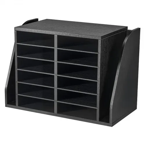 VEVOR Briefablage mit 12 Fächern & Stehsammle, Dokumentenablage aus Spanplatten, Aktenhalter für Büro Klassenzimmer, Literaturorganizer für Akten Dokumenten Papier, Schreibtisch Organizer Schwarz – Bild 10