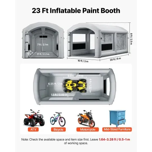 VEVOR Aufblasbare Lackierkabine 6x3x2,5 m Spritzkabine Lackierzelt Grau, mit 550-W- & 750-W-Gebläse Aktivkohlefiltration PVC-Fenster für ATV Motorrad & Mittelgroße Möbel Tragbar VEVOR Aufblasbare Lackierkabine 6x3x2,5 m Spritzkabine Lackierzelt Grau, mit 550-W- & 750-W-Gebläse Aktivkohlefiltration PVC-Fenster für ATV Motorrad & Mittelgroße Möbel Tragbar