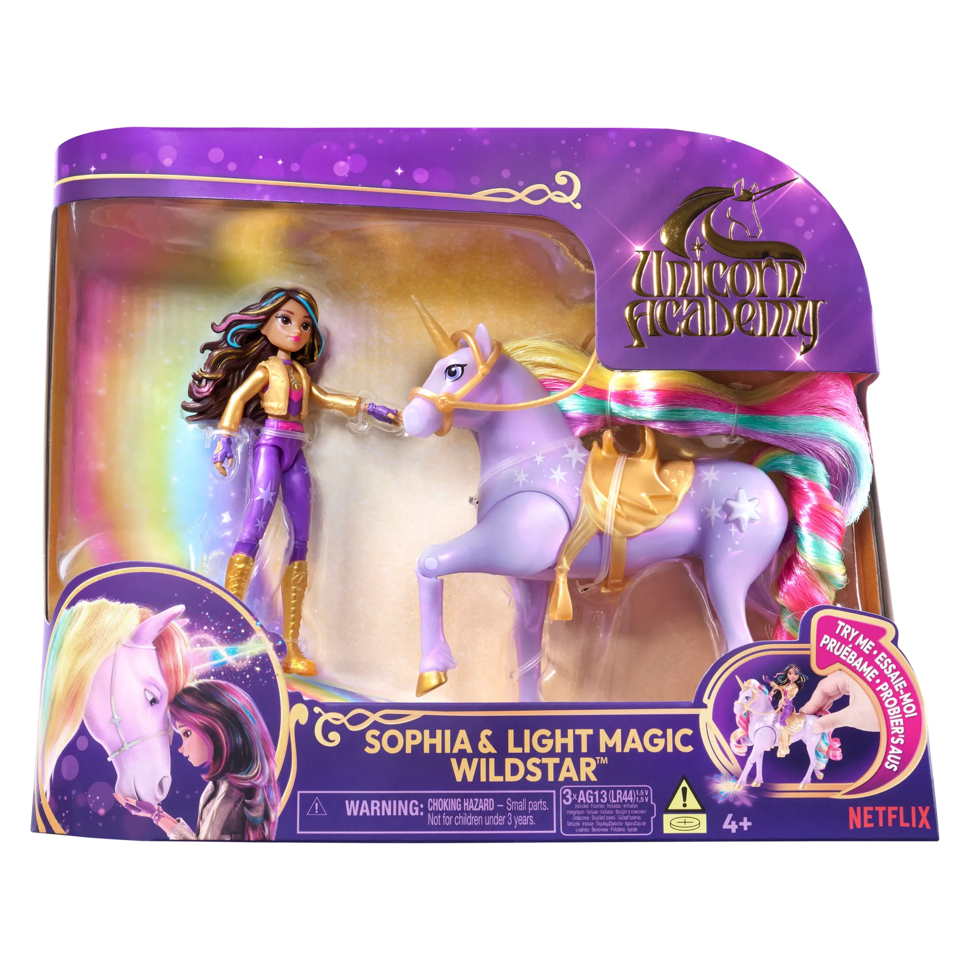 Unicorn Academy - Sophia und Licht-Magie Wildstar Set, ca. 12 cm Originalfiguren zur Netflix Serie, mit Mähne, Schweif sowie magischer Leuchtfunktion und Regenbogensternen, ab 4 Jahren – Bild 7