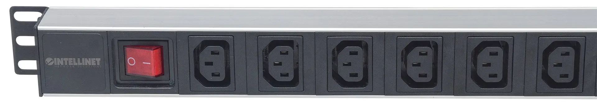 Intellinet 19" 8-fach Steckdosenleiste mit C13-Kaltgerätesteckdosen und Kabelklemmen, PDU mit abnehmbarem Stromkabel (2 m) und rückseitigem C20-Stromeingang, 1 HE – Bild 4