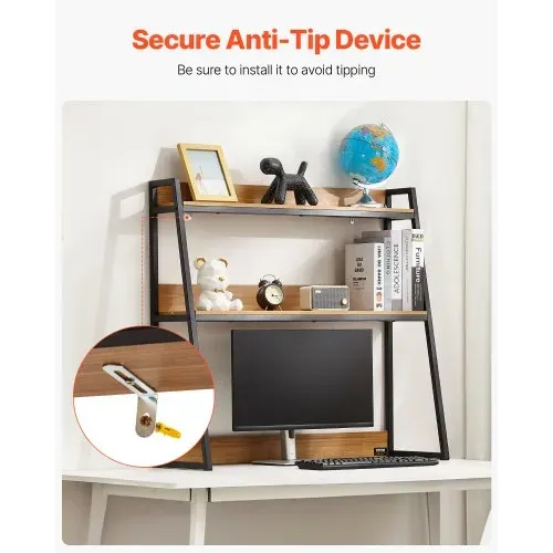 VEVOR Schreibtisch Bücherregal 2-stufiger Organizer (95 x 32 x 90 cm) Tischregale Organizer Ausstellungsregal aus Spanplatten + Melaminpapier + Q195A, Regal mit rutschfesten Füßen, Büro schwarz – Bild 5