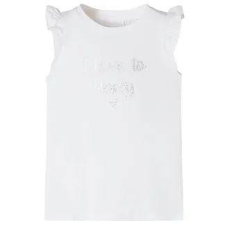 vidaXL Kinder-T-Shirt mit Rüschenärmeln Weiß 128 vidaXL Kinder-T-Shirt mit Rüschenärmeln Weiß 128