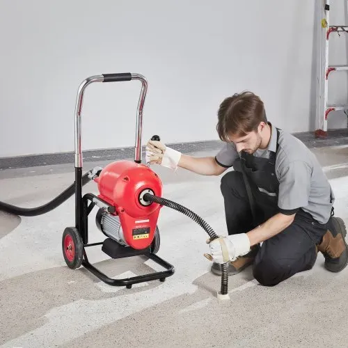 VEVOR Rohrreinigungsmaschine 120 Fuß x 6/5 Zoll, 1100 W elektrische Rohrreinigungsmaschine mit manueller Zufuhr – mit 6 Schneidern und CW/CCW-Steuerung für 4" bis 8" Rohre – Bild 7