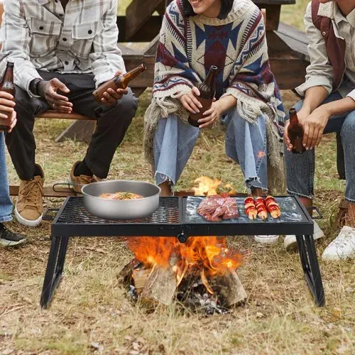 VEVOR BBQ Gills Holzkohlegrill Klappgrill Tischgrill 570 x 285 x 230 mm, 6 kg Belastbar Tragbarer Reisegrill Outdoor Campinggrill 300 ℃, Grillgitter + Grillplatte für Gartenpartys, Picknick, Terasse – Bild 7