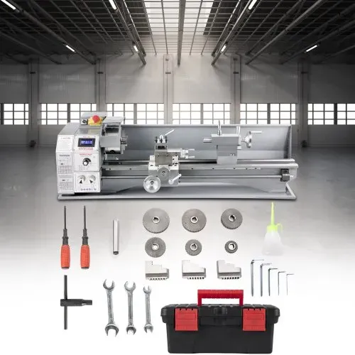 VEVOR Mini Drehbank 220x600mm Drehmaschine Metall 750 W Mini Drechselbank für Metallbearbeitung Drehbank Metall präzise einfach zu bedienen – Bild 7