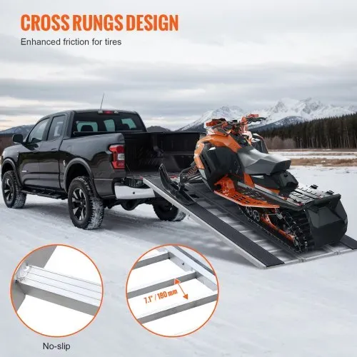 VEVOR Auffahrrampe, Verladerampe, Autorampe 680 kg, extra breite Verladeschiene, Auto Laderampe 2160 x 1375 mm, Dreifach faltbare Rampe, für Motorrad, Anhänger, ATV, UTV, Gartentraktor, Rasenmäher – Bild 3
