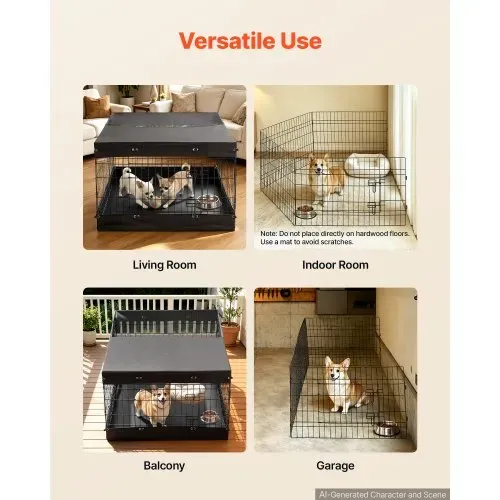 VEVOR Welpenauslauf Welpenlaufstall Metall 61cm 4-tlg. Deckel & Bodenmatte, Spielplatz für Kleine Hunde Katzen & Andere Kleintiere Faltbar Durch die Verschiedenen Formen Vielfältig Einsetzbar – Bild 5