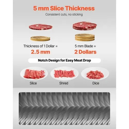 VEVOR Ersatzklingensatz für Gewerbliche Fleischschneider 5 mm, Austauschklinge für Modell 90 Aufschnittmaschine, Edelstahl, Kammförmiges Klingen-Set Geeignet für Entbeintes Fleisch & Weiches Gemüse – Bild 2