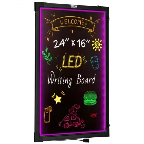 VEVOR LED-Nachrichtenschreibtafel, 24 x 16 Zoll große, beleuchtete, löschbare Kreidetafel, Menüschild mit Neoneffekt, Zeichentafel mit 8 fluoreszierenden Kreidemarkern und Fernbedienung, getestet nach UL-Standards – Bild 10