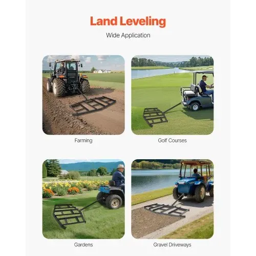 VEVOR Schleppegge, 2150x2120x110mm, Wiesenschleppe zum Hinterherziehen, Q235 Stahl-Einfahrtsplaniergerät mit verstellbaren Stangen & Bolzenkupplung, Traktor-Einfahrtsegge für Geländefahrzeuge, UTVs – Bild 5