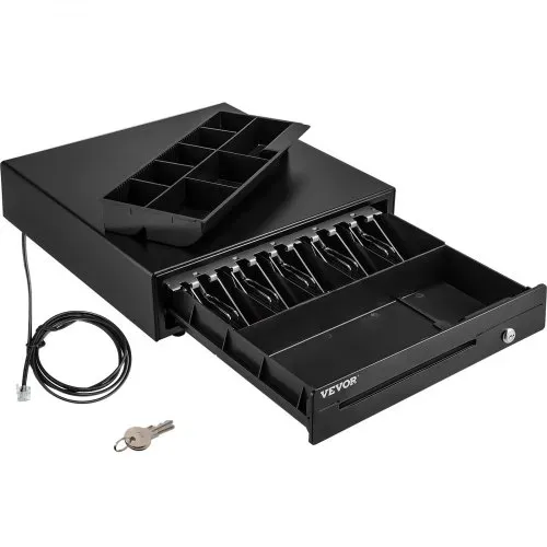 VEVOR Kassenschublade Kassenlade 40,64 cm quadratische Geldschublade 3 Entriegelungswege RJ11/RJ12 Anschluss 5 Geldscheinfächer & 8 Münzfächer Lebensmittelgeschäft Bank Büro Café Supermärkt Bar VEVOR Kassenschublade Kassenlade 40,64 cm quadratische Geldschublade 3 Entriegelungswege RJ11/RJ12 Anschluss 5 Geldscheinfächer & 8 Münzfächer Lebensmittelgeschäft Bank Büro Café Supermärkt Bar