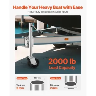 VEVOR Stützrad für Boote, 907 kg Tragfähigkeit, Bootstrailerheber mit PP-Doppelrad & ergonomischem Griff, Hubbereich von 381 bis 685mm, Bugrad geeignet für Wohnmobile, Boote & Nutzanhänger VEVOR Stützrad für Boote, 907 kg Tragfähigkeit, Bootstrailerheber mit PP-Doppelrad & ergonomischem Griff, Hubbereich von 381 bis 685mm, Bugrad geeignet für Wohnmobile, Boote & Nutzanhänger