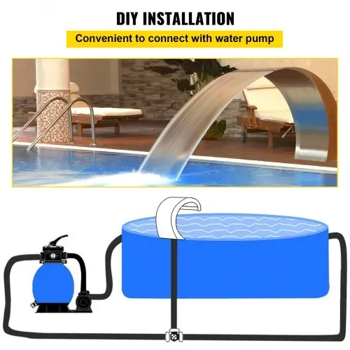 VEVOR Schwalldusche Pool 30 x 60 x 45 cm Schwallbrause, Grau Pool Wasserschwall, Edelstahl Schwimmbad Poolfontäne, Gartenteich Dekoration Brunnen, Konstanter Wasserfluss, Gebogenes Design – Bild 5