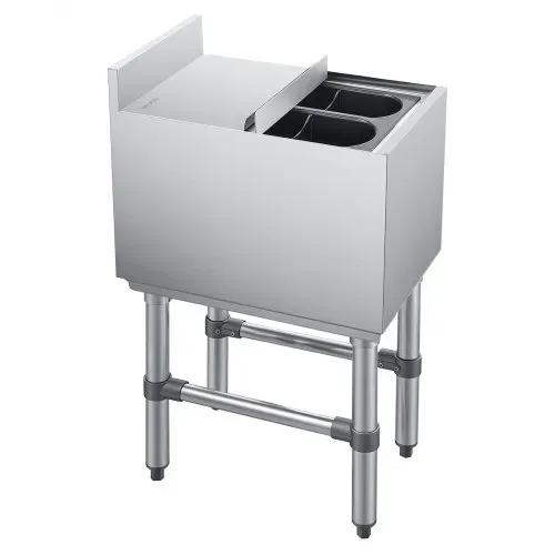 VEVOR Gewerblicher Eisbehälter 28 L, 305 x 482 x 850 mm, Eisbox mit Gestell, Schiebedeckel und 2 Abnehmbaren Flaschenhaltern, Freistehend für Eiswürfel und Getränke, Geeignet für Bars Restaurants Pubs – Bild 9