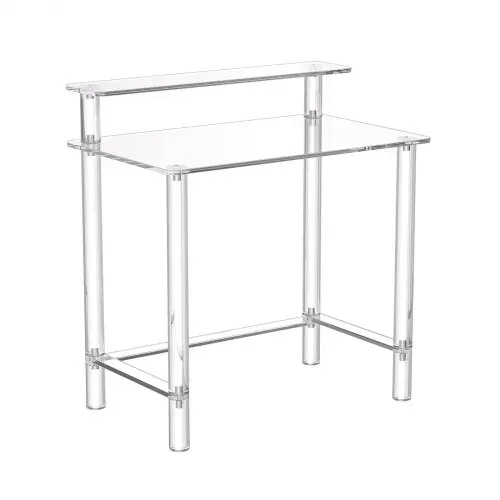 VEVOR Acryltisch Computertisch 2-stufiger Bürotisch mit Monitorständer, moderner Schreibtisch (60 kg belastbar) für Schlafzimmer Büro Arbeitszimmer Garderobe, 50 x 80 x 88 cm (transparent) – Bild 8