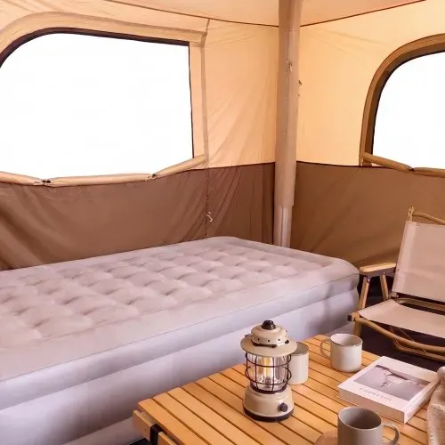 VEVOR Campingzelt 6 Personen, Aufblasbares Familienzelt mit Wiederaufladbarer Pumpe, TPU-Luftschlauch & 4 Netzfenstern, Kabinenzelt mit Tragetasche für Familien-Camping & Wandern, Beige – Bild 10