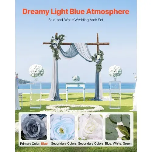 VEVOR Künstliches Blumenset für Hochzeit Bogen, blaue Blumen für Traubogen mit Vorhängen (4er-Set) – 2 Blumenarrangements, 2 transparente Vorhänge, für Zeremoniensträuße, Empfangshintergrunddekoration VEVOR Künstliches Blumenset für Hochzeit Bogen, blaue Blumen für Traubogen mit Vorhängen (4er-Set) – 2 Blumenarrangements, 2 transparente Vorhänge, für Zeremoniensträuße, Empfangshintergrunddekoration
