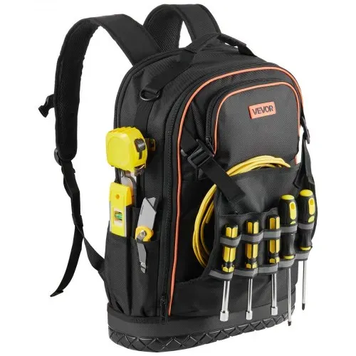 VEVOR Werkzeugrucksack mit 65 Taschen, Backpack inkl. 21-teiliges Werkzeugset, Werkzeugtasche mit Laptopfach, für Elektriker, Reparaturtechniker und Heizungs-, Lüftungs- und Klimatechniker – Bild 10