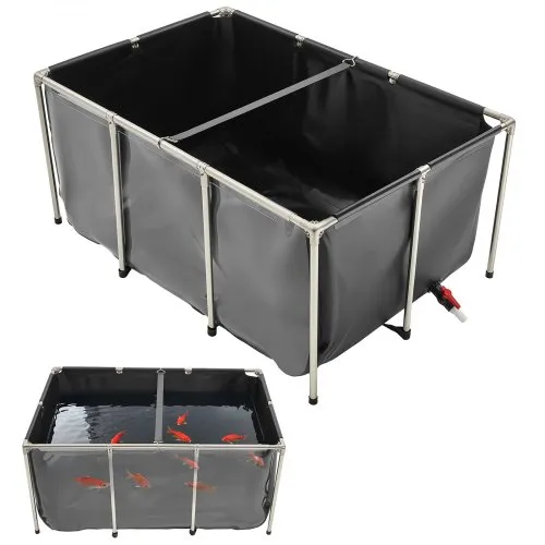 VEVOR Fischteich aus Segeltuch, 1023,3 L Zuchtwassertank, PVC-Koi-Tank mit transparentem Sichtfenster, Aquarium mit Edelstahlrahmen & Ablassventil, zur Zucht von Koi, Goldfisch (schwarz) VEVOR Fischteich aus Segeltuch, 1023,3 L Zuchtwassertank, PVC-Koi-Tank mit transparentem Sichtfenster, Aquarium mit Edelstahlrahmen & Ablassventil, zur Zucht von Koi, Goldfisch (schwarz)