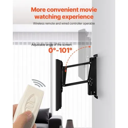 VEVOR motorisierte TV Wandhalterung Halterung für 813 bis 1651 mm Fernseher, elektrischer verstellbarer herunterklappbarer Ständer mit max. VESA 60 x 60 cm, passend für Fernseher bis zu 40 kg – Bild 4