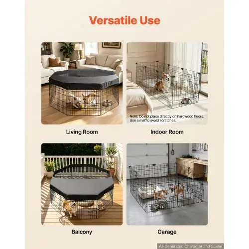 VEVOR Welpenauslauf Welpenlaufstall Hundelaufstall 61cm 8-tlg. mit Deckel, Spielplatz für Hunde Katzen & Andere Kleintiere Faltbar Metall Durch die Verschiedenen Formen Vielfältig Einsetzbar – Bild 4