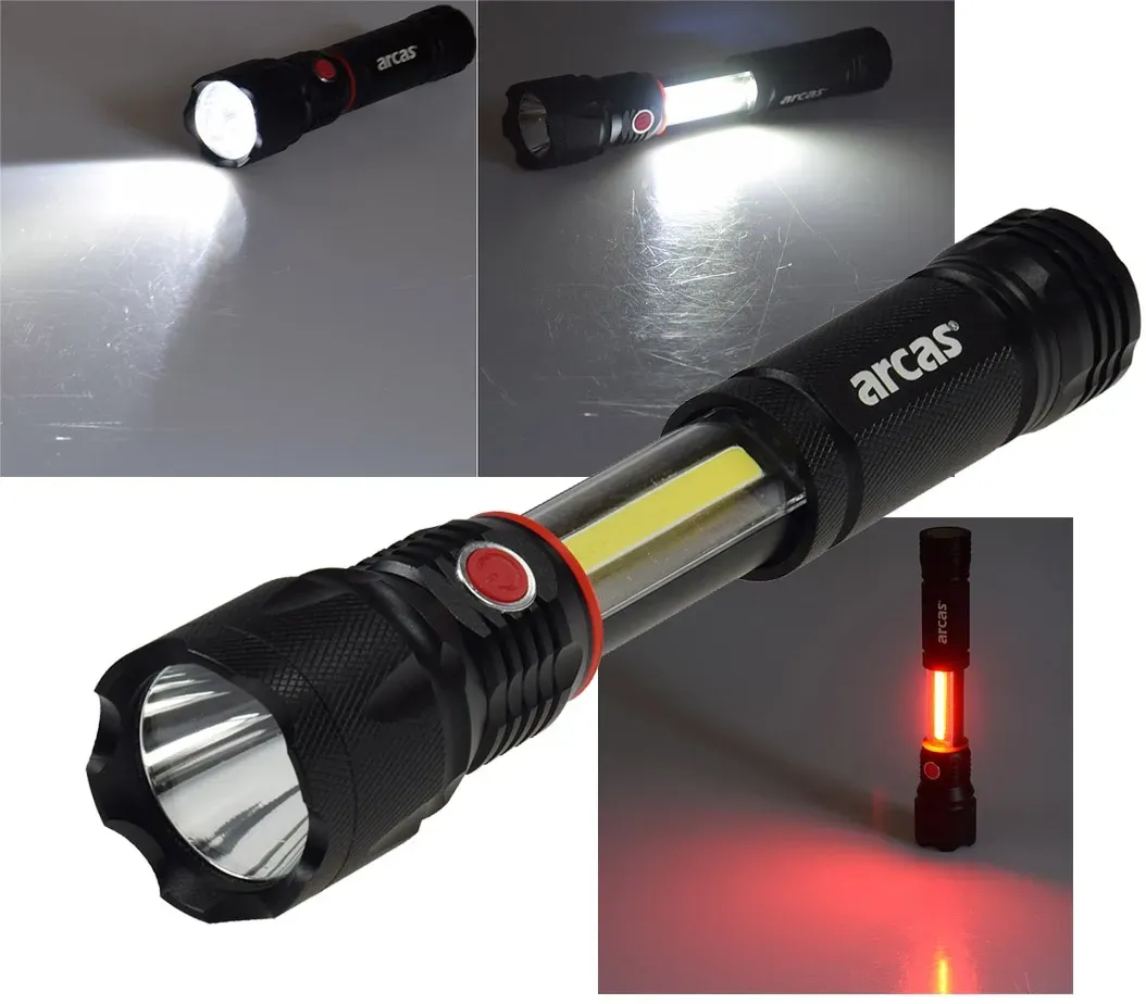LED-Taschenlampe ARCAS 3W “3-in1” 350lm, Arbeitsleuchte, Pannenwarn LED-Taschenlampe ARCAS 3W “3-in1” 350lm, Arbeitsleuchte, Pannenwarn