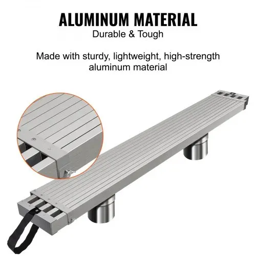 VEVOR Teleskop-Arbeitsplanke aus Aluminium, 2,74-4,57 m, 227 kg Tragkraft, 31,75 cm breite Aluminium-Gerüstplanke, Verlängerungs-Bühnenplanke mit rutschfester Plattform, Gerüstleiter-Zubehör – Bild 3