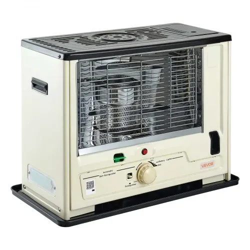 VEVOR Petroleumheizung 2930W Tragbare Petroleumofen 4,44L Ölheizung Beige, Heizkanone für Zuhause Camping Notfall, Max. 10 m², Sicherheitsgitter, Kippschutz, Flammenregulierung, mit Tankanzeige & Akku – Bild 9
