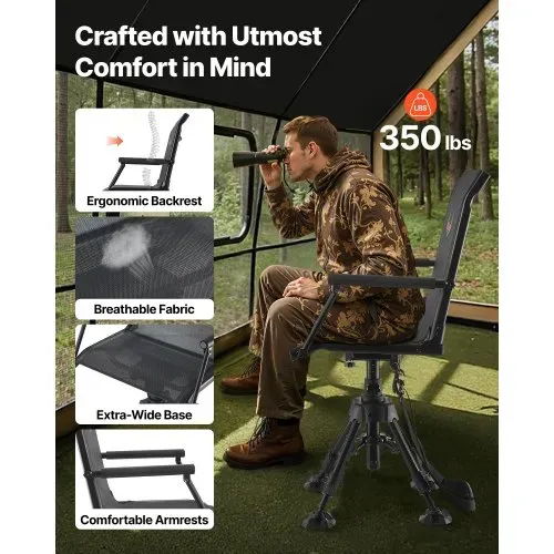 VEVOR Faltstuhl Campingstuhl Anglerstuhl mit Armlehnen & Stahlrahmen & verstellbarer Beine Klappstuhl Gartenstuhl (158 kg belastbar) 360° geräuschlos drehbar, für Picknick Garten Outdoor Angeln VEVOR Faltstuhl Campingstuhl Anglerstuhl mit Armlehnen & Stahlrahmen & verstellbarer Beine Klappstuhl Gartenstuhl (158 kg belastbar) 360° geräuschlos drehbar, für Picknick Garten Outdoor Angeln