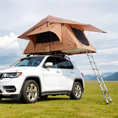 VEVOR Dachzelt mit Hartschale Autozelt für 2–3 Personen, zusammenklappbares Hartschalen-Dachzelt mit Teleskopleiter (150 kg belastbar) Matratze, aus Oxford-Gewebe wasserdicht für Jeep SUV Van Pickup – Bild 7