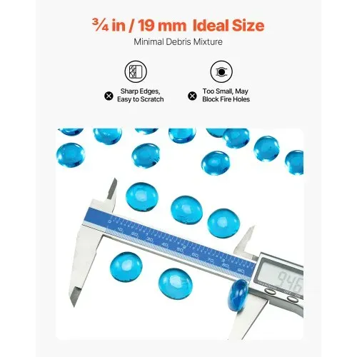 VEVOR Feuerglas, 4,5 kg hochtemperaturbeständige Glassteine, 19 mm rauchfreie Feuerstellen-Glasperlen, Feuerstelle Glasfelsen, Kaminglas, Feuerkristall, Feuerperlen, für Kamin Karibikblau – Bild 4