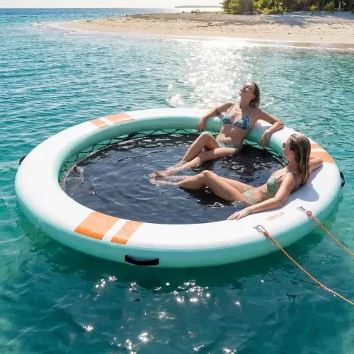 VEVOR Aufblasbares Schwimmdock φ2,44 m, Schwimmplattform mit Rutschfester Oberfläche, Tragetasche, Sonnendach & Abnehmbarer Leiter, Schwimmende Insel, Wasserplattform für Pool, Strand & Meer, Blau – Bild 7