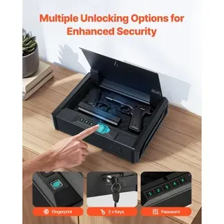 VEVOR Waffentresor Pistolentresor mit Fingerabdruck/Passwort (vierstelliger Code)/Schlüssel, Waffensafe Waffenkofferbox mit Beleuchtung für 2 Pistole & 2 Magazine, 360 x 275 x 90 mm Waffenbox VEVOR Waffentresor Pistolentresor mit Fingerabdruck/Passwort (vierstelliger Code)/Schlüssel, Waffensafe Waffenkofferbox mit Beleuchtung für 2 Pistole & 2 Magazine, 360 x 275 x 90 mm Waffenbox