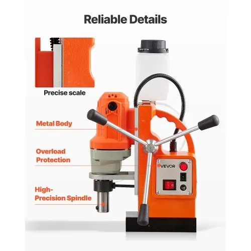 VEVOR Magnetbohrmaschine 1200 W 38 mm Bohrdurchmesser, 10000 N Power Mag Bohranlage, 900 U/min Drehzahlen mit Weldonschaft & effizienter Kühlung, für Metalloberflächen Industrie Heimwerker – Bild 5