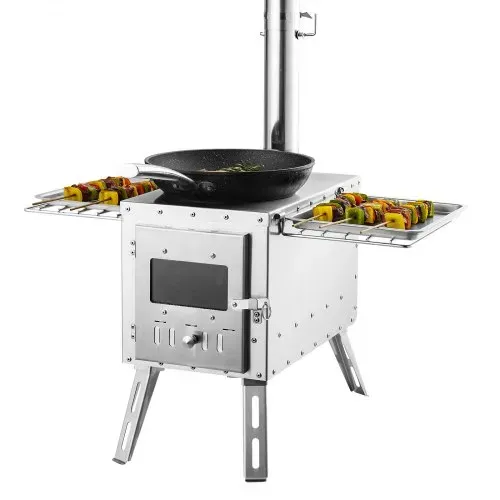 VEVOR Holzofen, 590 x 790 x 2620 m, Camping-Zeltofen aus Edelstahl, Holzofen mit Kaminrohren und Handschuhen, 1646 Kubikzoll großer Feuerraum-Zeltofen zum Kochen und Heizen im Freien mit 8 Rohren – Bild 10