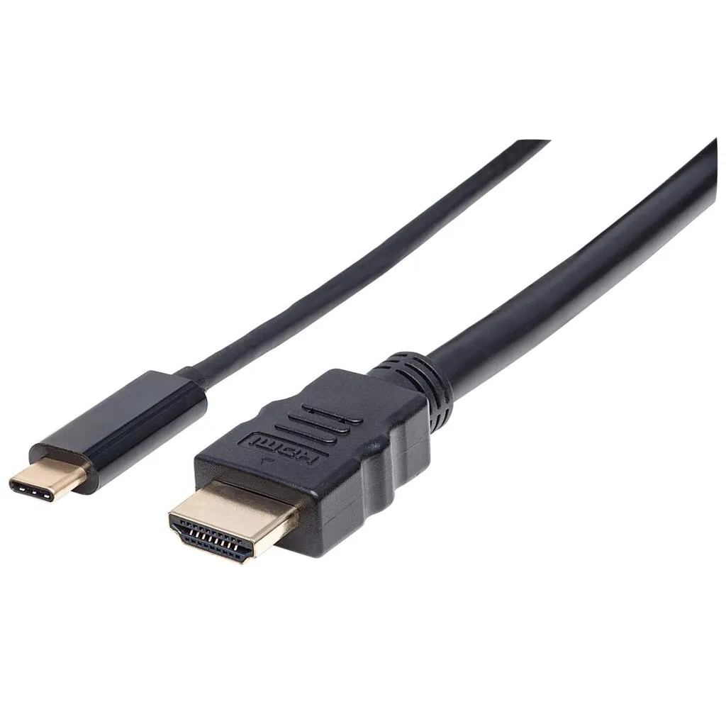 Manhattan USB Typ C auf HDMI-Adapterkabel, Konvertiert das Alternate-Mode-Signal in ein HDMI 4K-Ausgangssignal, 2 m, schwarz Manhattan USB Typ C auf HDMI-Adapterkabel, Konvertiert das Alternate-Mode-Signal in ein HDMI 4K-Ausgangssignal, 2 m, schwarz
