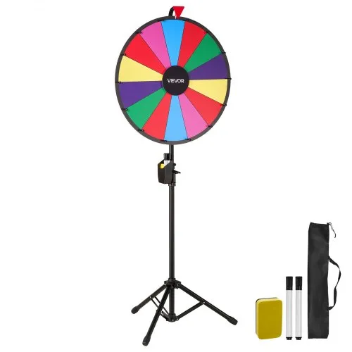 VEVOR Glücksrad Drehrad (61 cm) 14 Slots Glücksrad mit Stativ, höhenverstellbar, Lotteriespiele Gewinn-Roulette mit Tafelschwamm & 2 Markern, 6 Farben, ideal für Party Kneipe Messe Karneval VEVOR Glücksrad Drehrad (61 cm) 14 Slots Glücksrad mit Stativ, höhenverstellbar, Lotteriespiele Gewinn-Roulette mit Tafelschwamm & 2 Markern, 6 Farben, ideal für Party Kneipe Messe Karneval